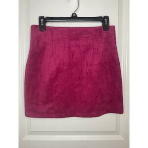 NWT Forever 21 Velvet Zip Back Short Mini Skirt Barbie Magenta Pink Size Medium